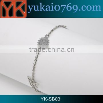 Yukai stainless steel hand chain for men/metal chain bracelet with sun charm