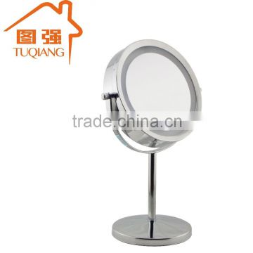Chrome finishing lighted tabletop makeup mirror