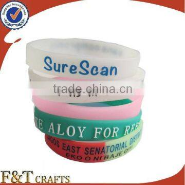 hot sale night lumimous customize silicon bracelet with printing logo
