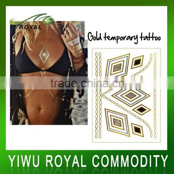 Gold Flash Jewelry Skin Naked Woman Body Tattoo Sticker