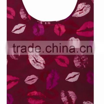 Promotional lip design polyester foldable shopping bag
