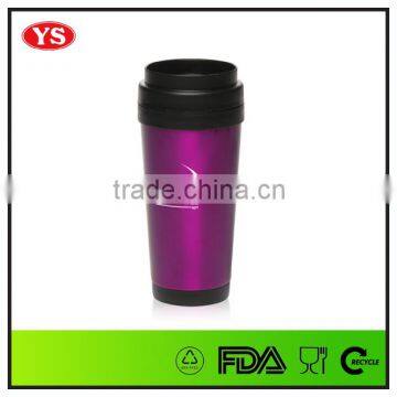 16 oz purple double wall insulated coffee car mug with coating