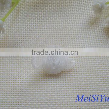 Handmade white ribbon flower with leaf for garment accessories
