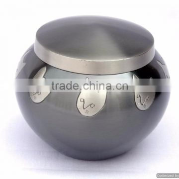 small round cat metal urns