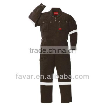 cotton multi-function pockets reflective tape coverall