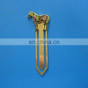 Personlized golden enameled horse logo metal book clip