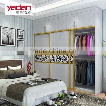 bedroom furniture wardrobe with mirror and 3 sliding door with aluminium profile doors
