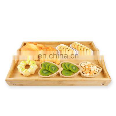 Bamboo Wooden Serving Platter Breakfast Serving Tray With Handles And Legs