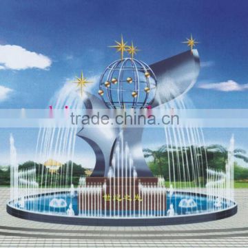 Large Modern Stainless steel fountain sculpture for Garden decoration