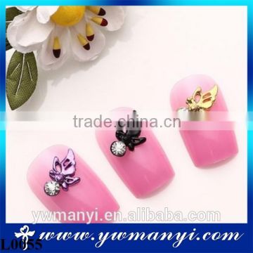Stylish Rhinestone Butterfly Korea Nail Sticker Finger Art Jewelry Colorful Jewelry Metal Nail Art For Women L0055
