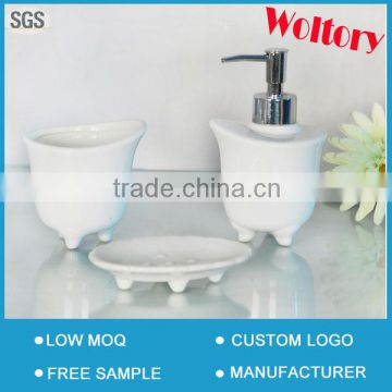 Bathtub shape ceramic bathroom bath accessories set/Tumbler, toothbrush holder, soap dish, soap dispenser