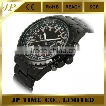 Black color china market quartz stainless steel watch black,black colour wrist watch