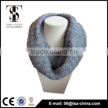 Classal style Gray warm soft silver knitting infinity scarf winter loop scarf
