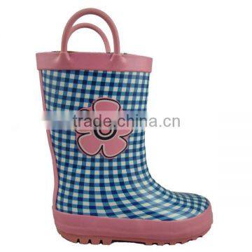Big pink flower cheap long rubber raining shoe