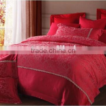 100% satin jacquard Europe Bedding set luxury high quality red bed set