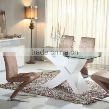 modern wooden glass MDF high glossy room furniture dining table set