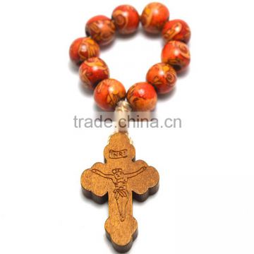 finger ring Catholic rosary in wooden jewelry,Catholic Finger Rings,wood beads cord rosary