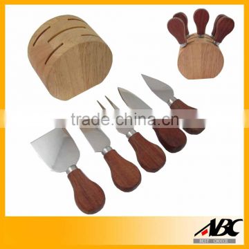 Good Quality Wooden Block Cheese Knife Set