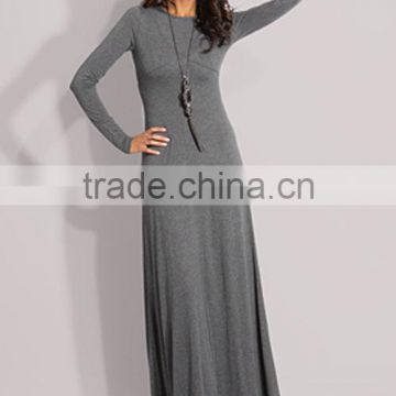 hot selling woman muslim long sleeve maxi dress long dress wholesale plain grey flowing muslim long sleeve maxi dress