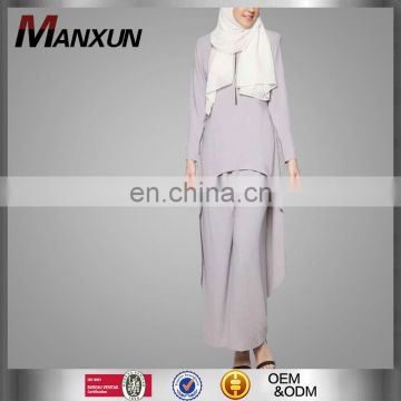 Latest Fashion Islamic Clothes Ladies Muslim Top sets Two-piecesTunic &Trousers Suits Muslim Ladies Tunic /Pants Suits