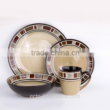 16 pcs dinnerware set with mosaic design
