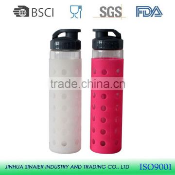 550ml single wall glass water bottle with silicone sleeve prices