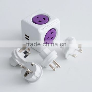 Latest Design More Practical Australia/Argentina/New-zealand/China Allocacoc PowerCube with 2 USB