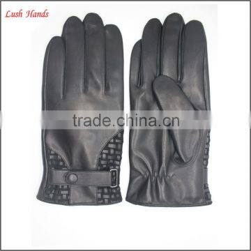 genuine lambskin hand bands leather for men and gloves hook and loop on palm with buttons