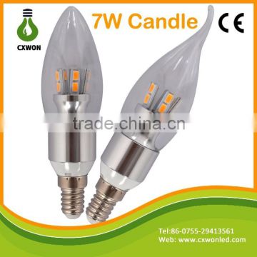 Promotional dimmable and non-dimmable candle led lamp 5w 7w e27 e14 e12 led candle light bulbIvory Remote Led Candle Light