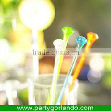 disposable diamond topper long plastic swizzle stick for food/drink