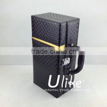 2014 newly Leather beverage packing box Luxury Black Leather Wine Case Package new business ideas