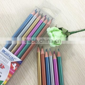 7" standard size round shape soft wood high quality 3.0mm metallic colored pencil