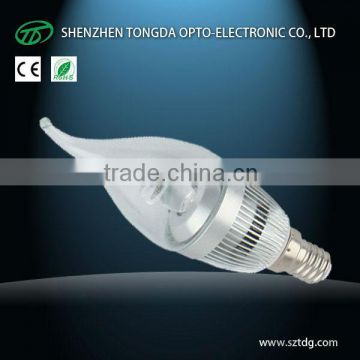 3W e14 dimmable led candle lamp silver (CE& Rohs)