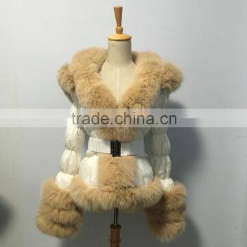 11309 Women winter down jacket / duck feather down coat with fox fur tirm