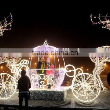 Christmas Outdoor Motif Light 3d Led Deer Cart Light For Christmas