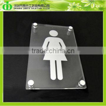 DDB-0031 ISO9001 Chinese Factory Wholesale SGS Transparent Female Toilet Sign With Bolts