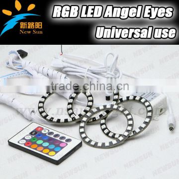 2014 New items 75mm diameter rgb led angel eyes halo ring light for car motors 12V DC multi color led rgb angel eyes bulbs