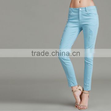 Wholesale Blue Tight Pants High Wait Denim Jeans Women 2016