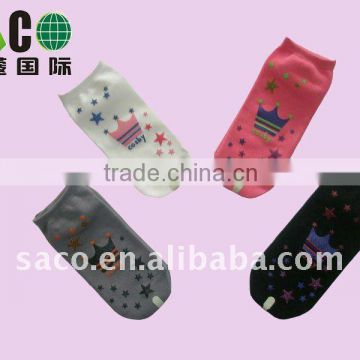 crown and star jacquard children socks