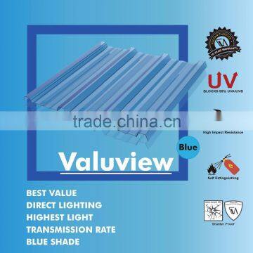 Co-Extruded Plastic Polycarbonate Corrugated Roofing Sheet (Valuview Blue TRIMDEK)