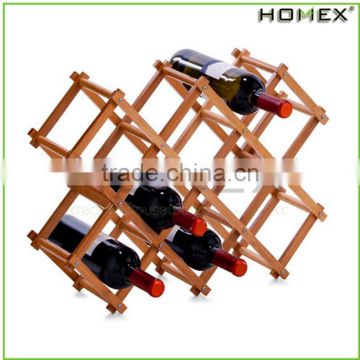 Foldable countertop wine display holder in bamboo Homex-BSCI