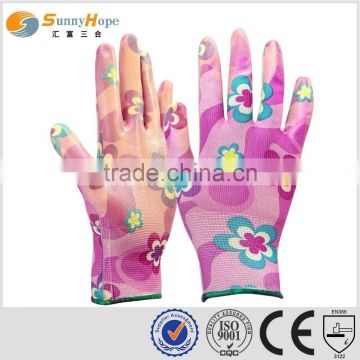 sunnyhope pattern 13guage nylon nitrile coated gloves