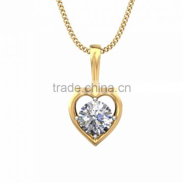 Gold Plated Fancy Big Single CZ Stud Heart Pendant