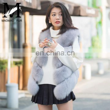 2016 Top Fashion Winter Real Fox Fur Vest Women Gilet Genuine Fur Vest