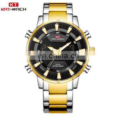 KAT-WACH KT2027 Private Label Dual Display Watches Analog Waterproof Business Men Digital Watch 2021