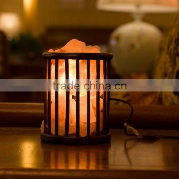 Himalayan Natural Rock Salt Lamp with Wood Art cover