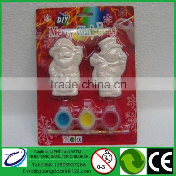 Most Popular DIY Gifts for Christmas Hanging Decoration Santa &Snowman Design with 3 color painting 1 brush