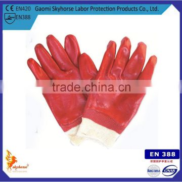 Red PVC Cotton Gloves For Industry Work
