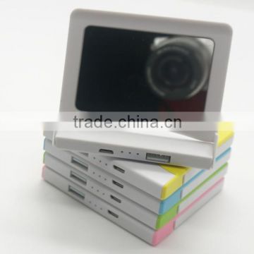 Portable and colorful LED 2200 mAh power bank with mirror for Promotional Gift