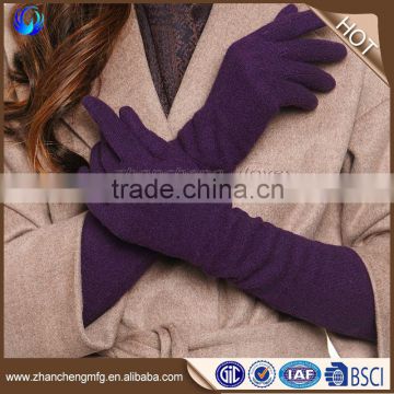 Factory custom ladies fashion long wool gloves for touch screen